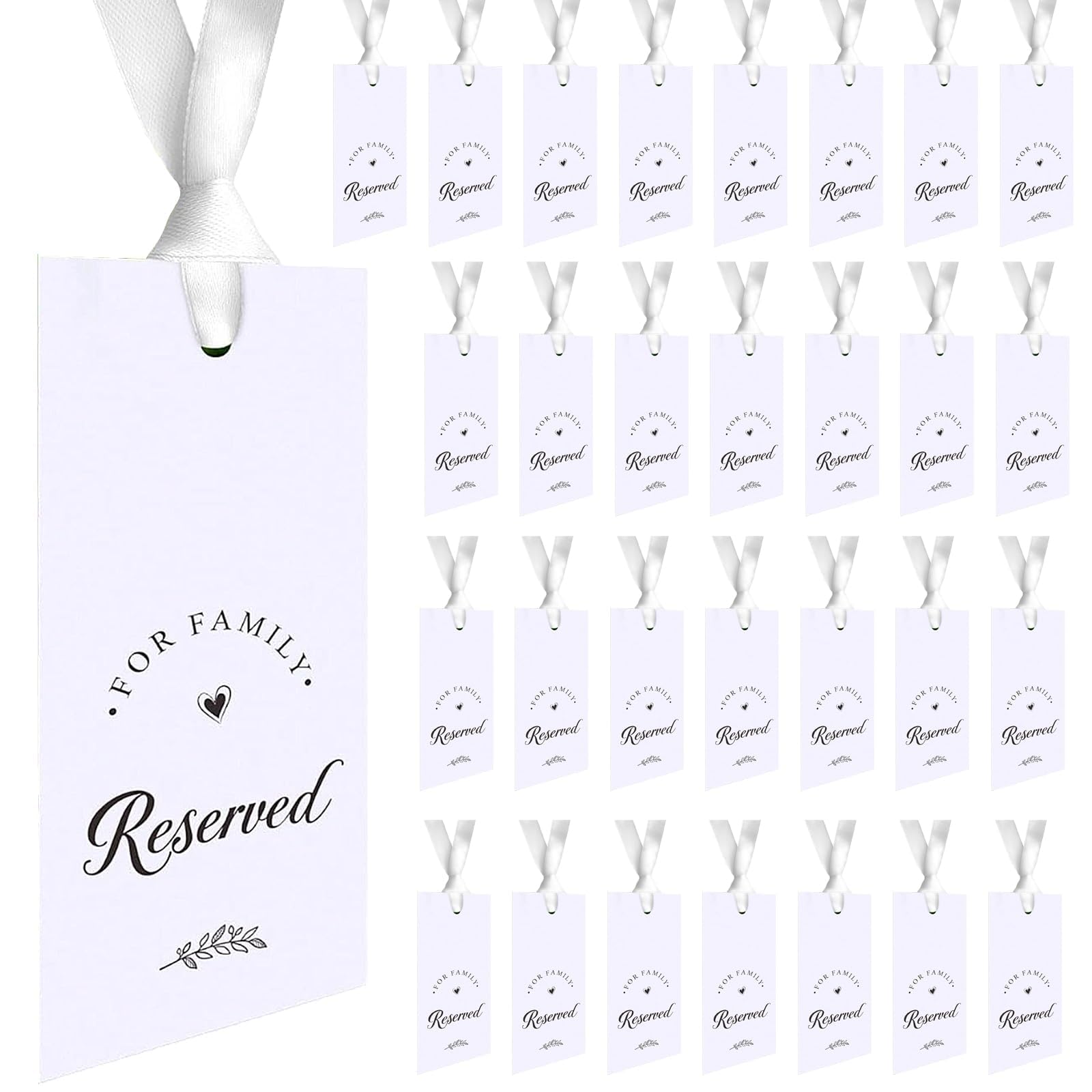 30 Pcs Reserved Signs for Wedding with Ribbon Wedding Chair Tags Elegant Chair Ribbon Markers for Ceremony Seating, Premium Quality Reserved Signs for Weddings Welcome Sign ﻿
