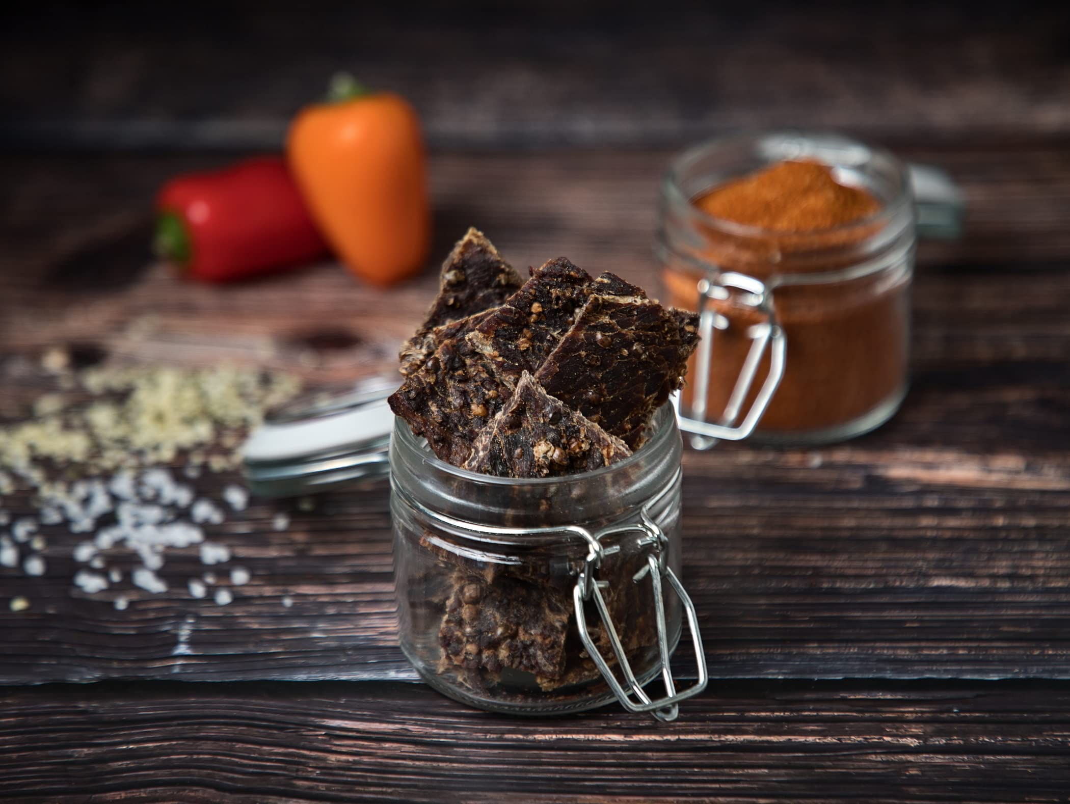 Craftsman Beef Jerky Hemp | 10 x 50 g = 500g | 100% Natürlich | Ohne Zucker | Trockenfleisch aus Deutschland - Bayern | Weiderind | 68% High Protein | mit Hanfsamen