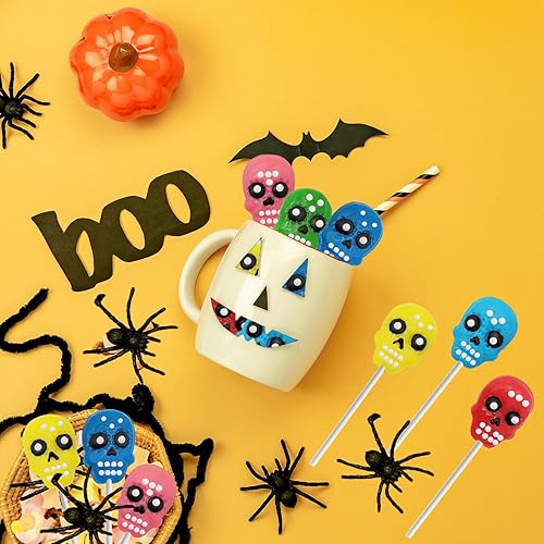 Miniatura 7 de Fruidles Paletas de calavera de Halloween del Día de los Muertos envueltas individualmente (paquete de 24 unidades)