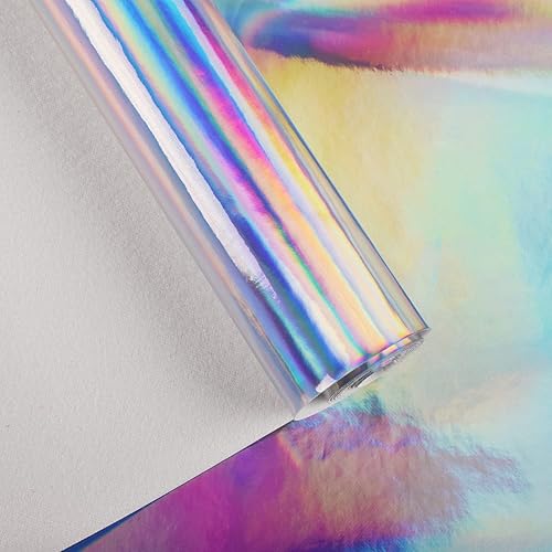 Miniatura 4 de Tela de vinilo holográfica de 7.8 x 53 pulgadas, 1 rollo de hojas de piel sintética adecuadas para lazos, aretes de cuero y otros artículos de