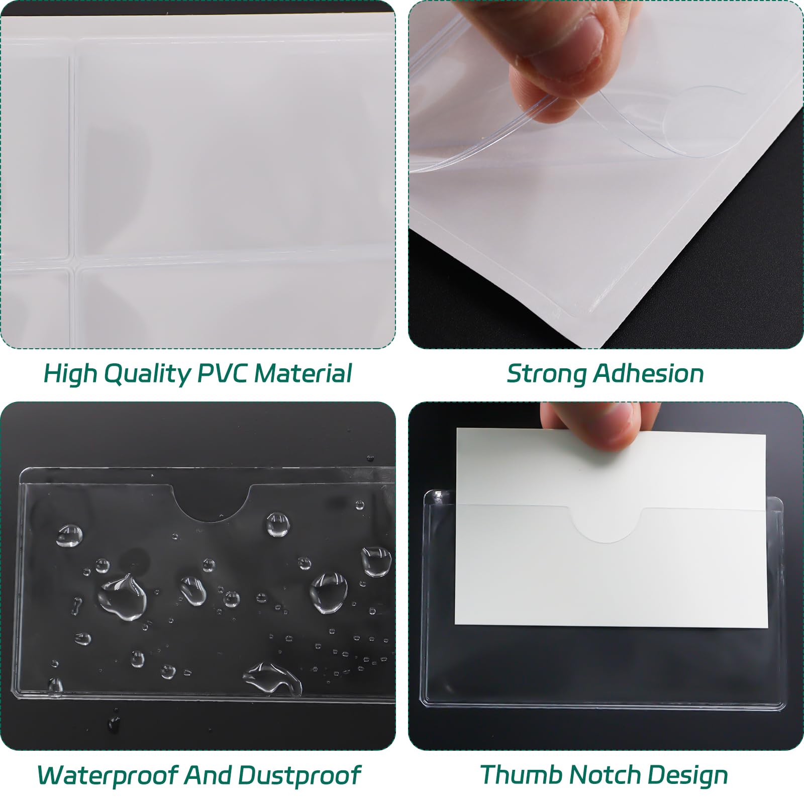 1417 - POCHETTE COIN ADHESIVE 150 X 150 MM AVEC POCHE CARTE DE VISITE A GAUCHE PAR 100