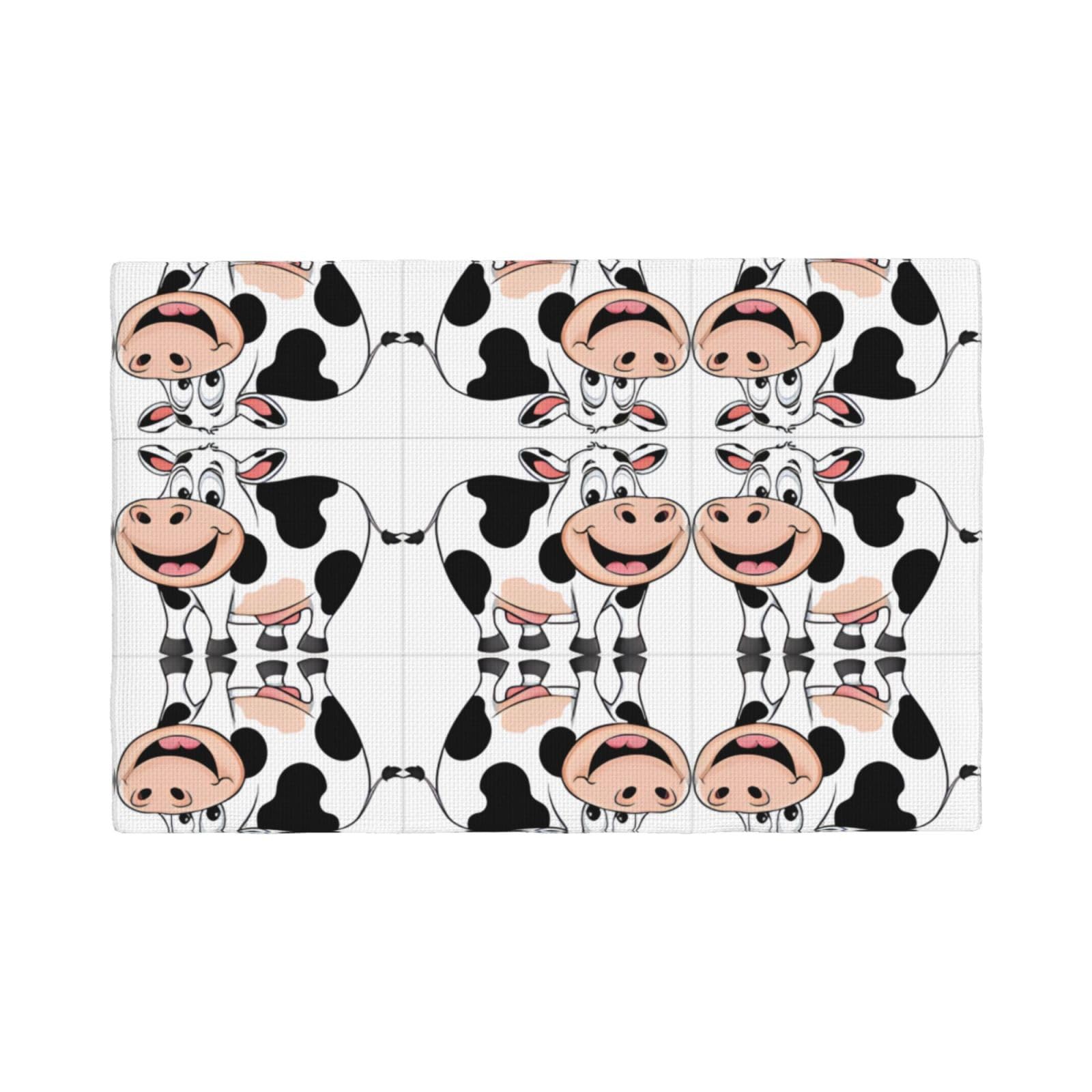 Cute Cow Print Imitation Linen Placemat – Elegant Double-Sided Printed Table Mat for Home, Dining, Weddings