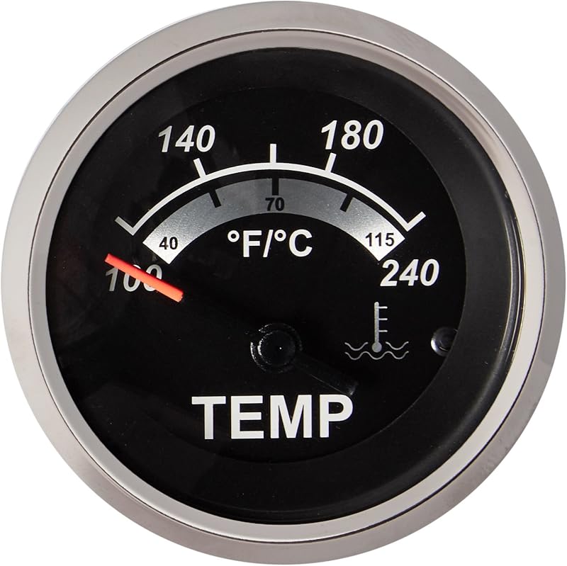 Manômetro elétrico de temperatura da água Sierra 67020P Sterling, preto – 5,08 cm, 1 unidade
