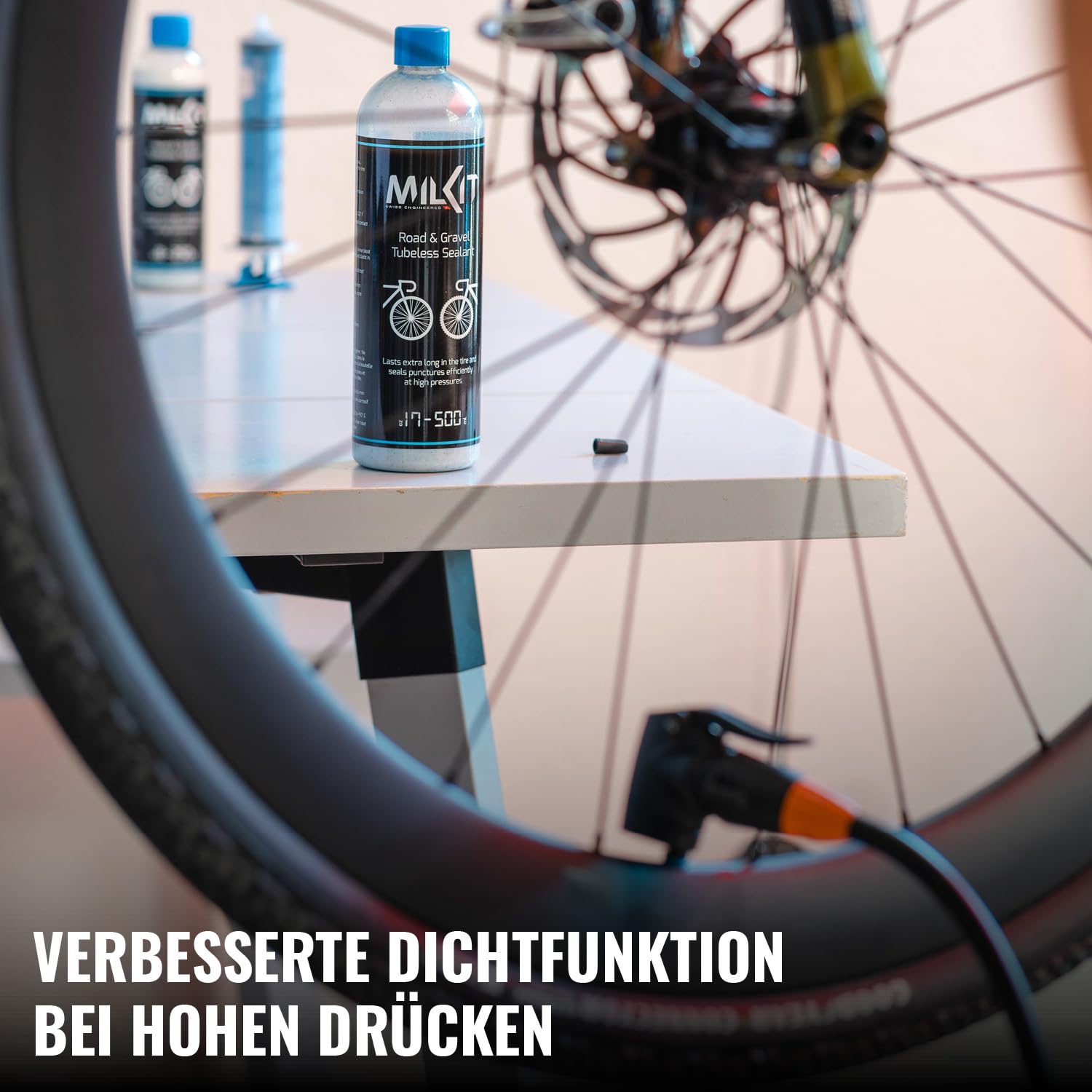 milKit Tubeless mleczko uszczelniające do rowerów wyścigowych i Gravel, w butelce 75 ml - uszczelniacz opon rowerowych - mleczko uszczelniające bezdętkowe mleko, opony rowerowe, środek uszczelniający