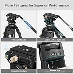 SmallRig FreeBlazer Heavy Duty Carbon Fiber Tripod System, 78" Video Tripod with One-Step Locking System, 360° Fluid Head and Dual-Mode Quick-Release Plate, Load up to 22 lbs, for Camera, AD-100-3989
