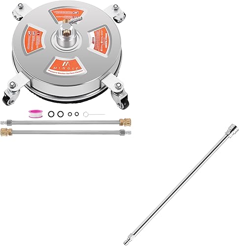 M MINGLE Accesorio limpiador de superficie para lavadora a presión de 14 pulgadas, varita de extensión, lanza de lavadora eléctrica