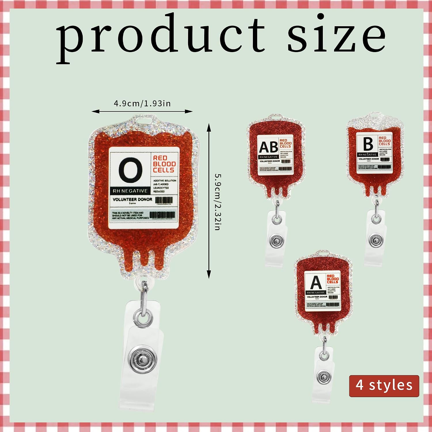 4pcs Glitter Blood Bag Retractable Badge Reel – Heart Badge Reel for Phlebotomy, Cardiology, and EMS Professionalsfor Office and Hospital image 5