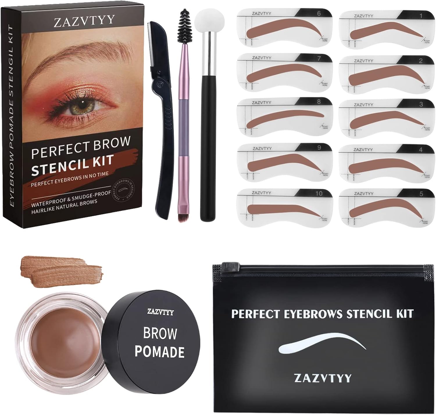 Kit Sopracciglia, MKNZOME Sopracciglia Perfette Kit Ciglia Stencil Sopracciglia Timbro per