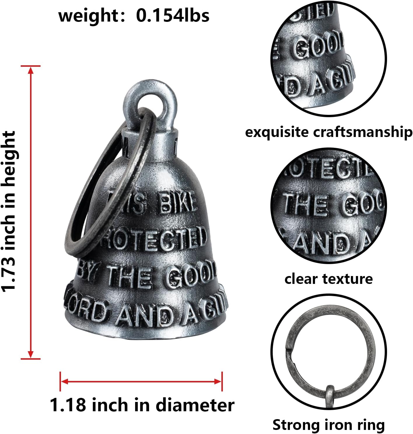 Motorcycle Bell for Biker Good Luck Riding Bells with Hanger - Image 6