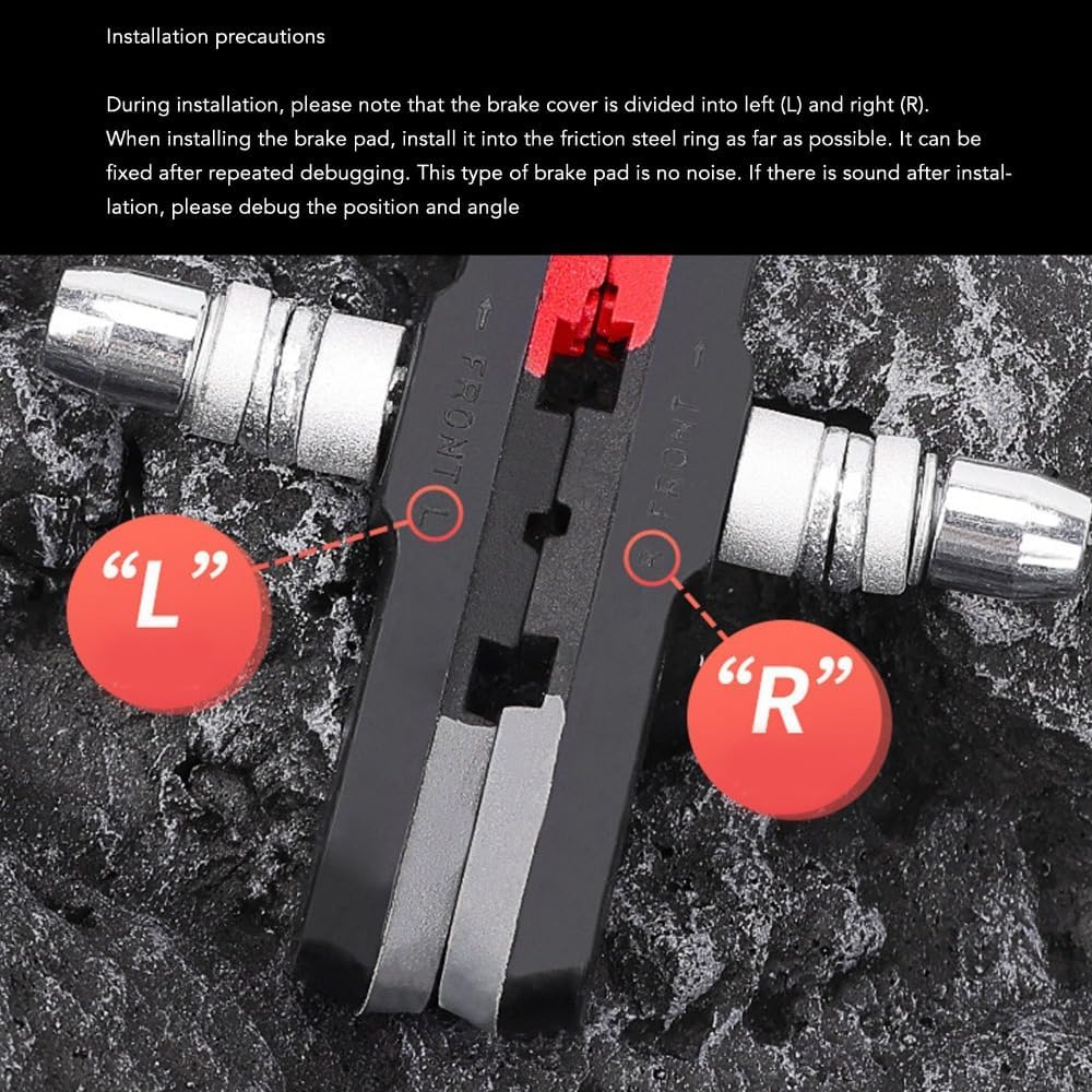 2 Pairs V Brake Pads, Low Noise Bicycle Brake Blocks for Mountain Road Bike, Easy Installation Colorful Rubber Metal Brake Pads Replacement