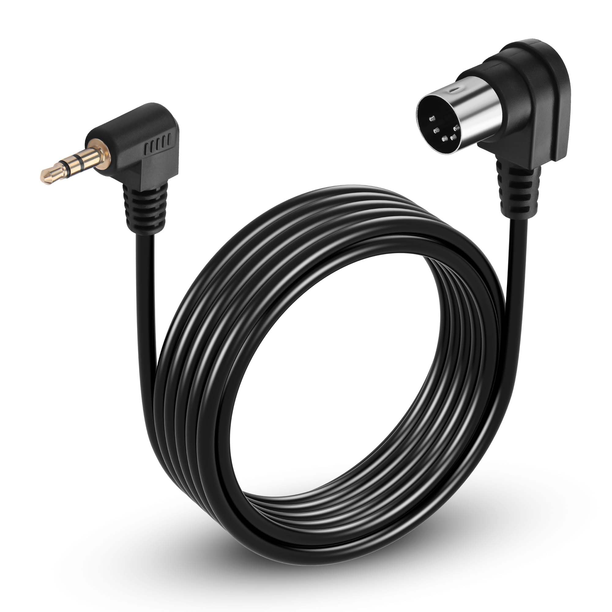 CERRXIAN 5ピンDIN-3.5mm ケーブル、90度 MIDI Din 5ピン オス-90度 3.5mm 1/8インチ オス TRS ステレオ ジャック オーディオ ケーブル、スピーカー、MIDIキーボード対応 (3m,1本)