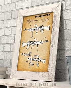特大　Guns Illustration Print木製額縁 Amazon.com: M240 Machine Gun Patent Print - 11x14 Unframed