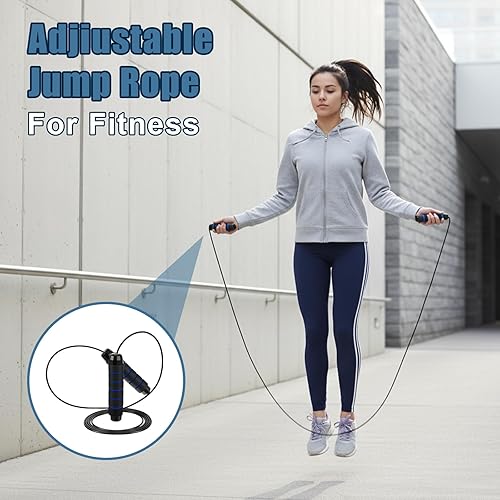 Miniatura 5 de 12 cuerdas de saltar con rodamientos de bolas, cuerda de salto de velocidad ajustable con asas de espuma para fitness, ejercicio, entrenamiento