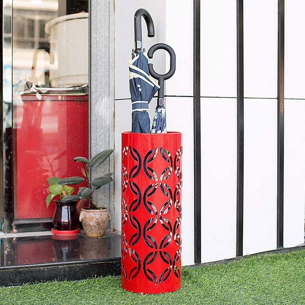 Red Umbrella Racks, Commercial Multi-Function Umbrella Stand, Spherical Metal Hollow, Umbrella and Crutches Storage Rack
