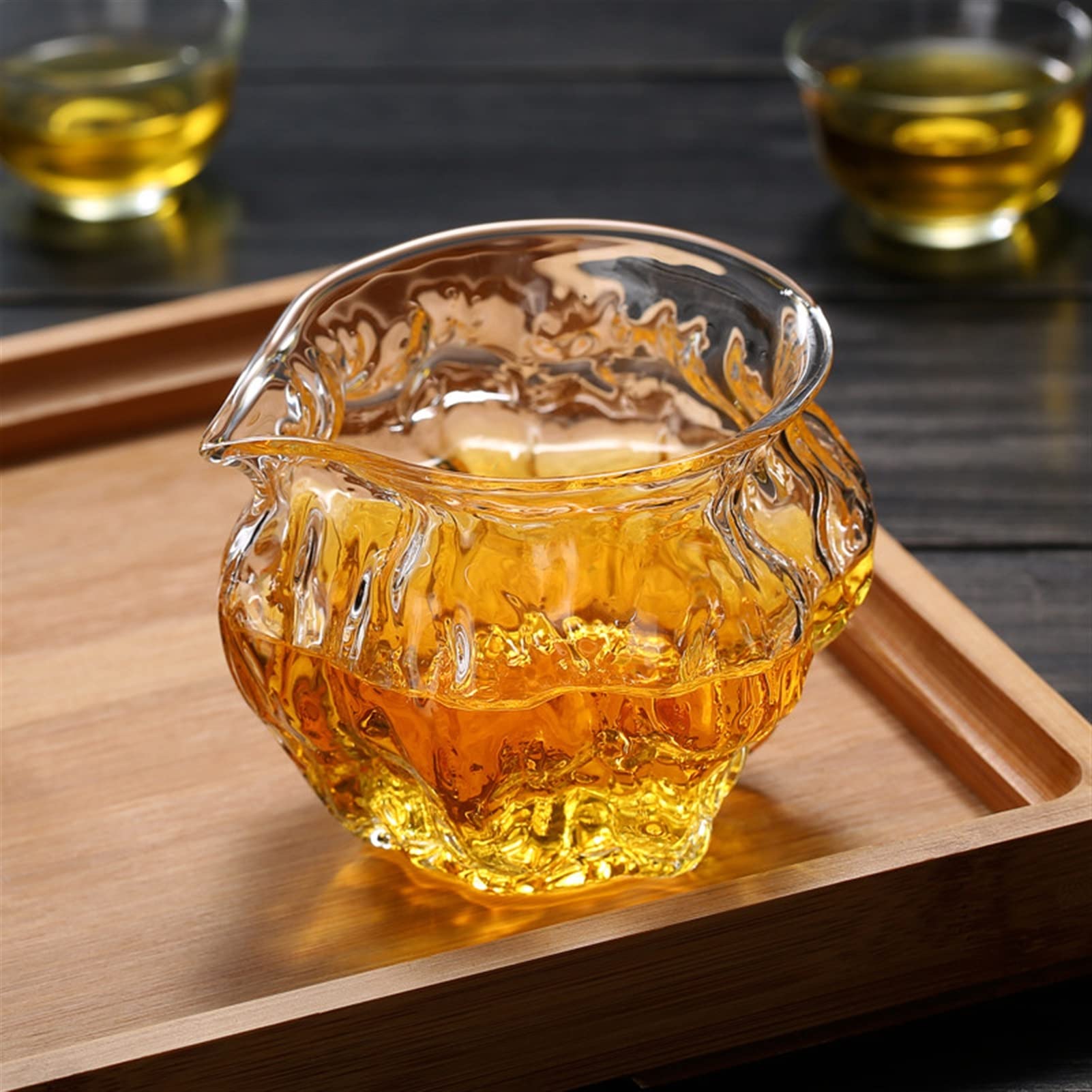 WMDSYGD Drinking Glasses Japanese Style Glass Tea Infusers Pitcher Kung Fu Chahai Creative Transparent Teacup Phnom Penh Teaware Beer Glasses (Color : Clear)