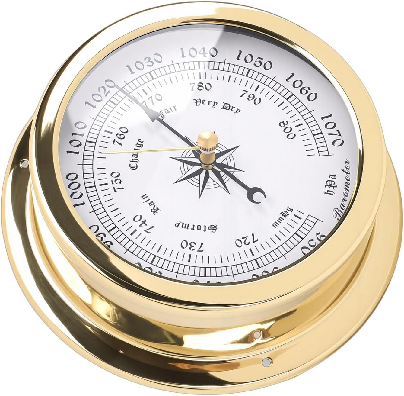 GOTOTOP 4.7 Inch Brass Marine Barometer, Accurate Pressure Measurement for Yachts and Cargo Ships