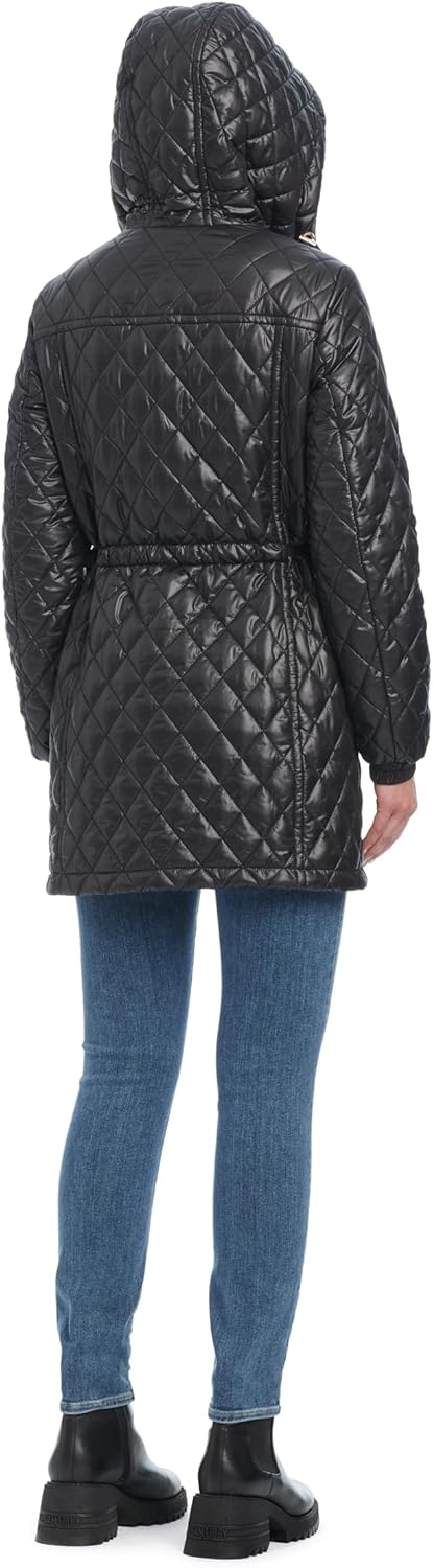 kate spade new york womens Water Resistant Quilted Hooded Jacket With Adjustable Waist - Image 5