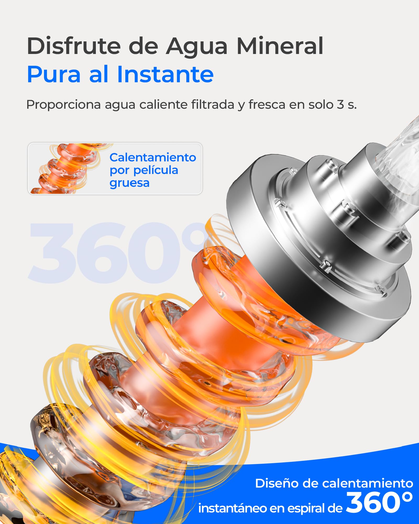 [Minerales] Waterdrop K19-HG Sistema de Filtro de Ósmosis Inversa para Encimera, Dispensador de Agua Caliente Instantánea, Portátil, Sin Instalación, 4 Temperaturas, Reducción TDS, 7 Etapas