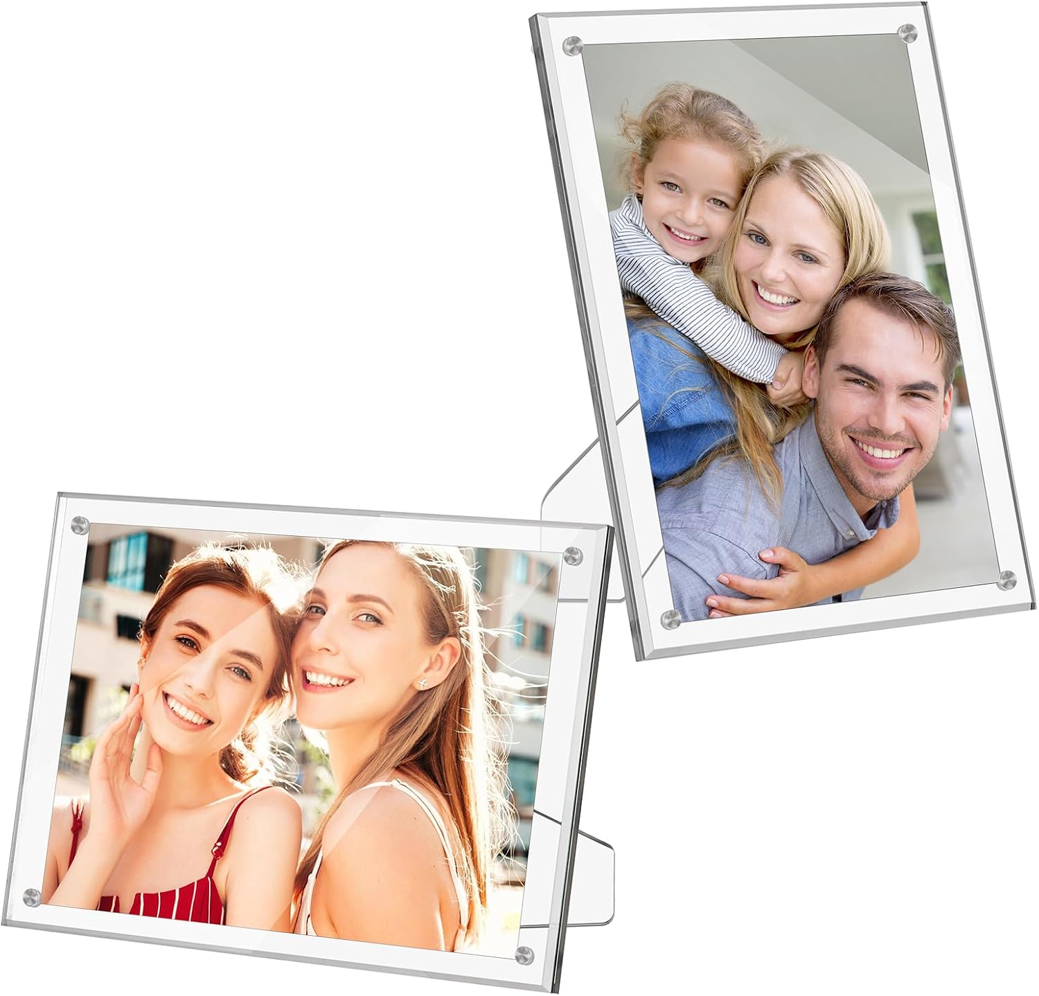 2 Pack 5x7 Acrylic Picture Frames, Minimalist Clear Photo Frame with Stand Display Horizontally or Vertically, Magnetic Picture Frame for Home Office Decor Desktop Display