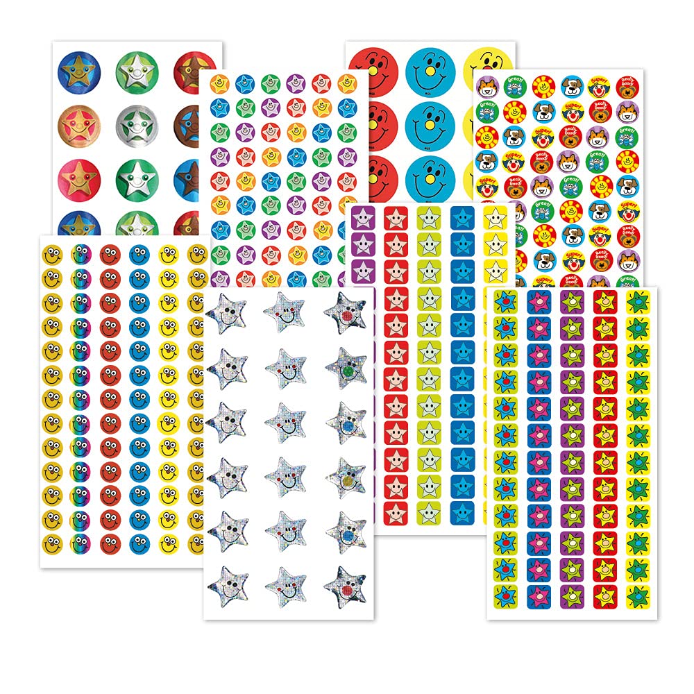 Sticker Solutions Stars and Smiles Reward Stickers (Pack of 1332), Multi-coloured, Various