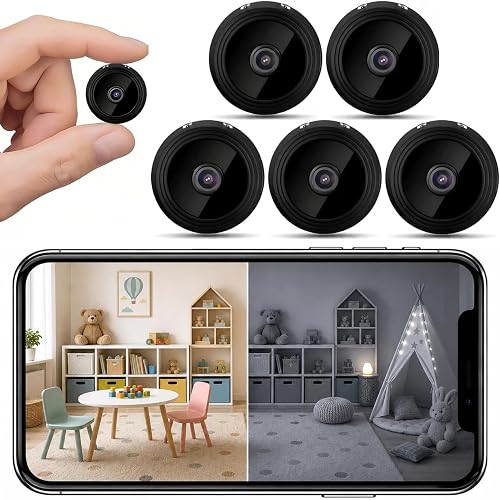 5 PCS Small WiFi Security Hidden Camera, 2026 Tiny Mini Camera with Night Vision, Compact Spy Cam for Home Office, Monitor Pets, Babies and Seniors, Indoor & Outdoor Use B/X