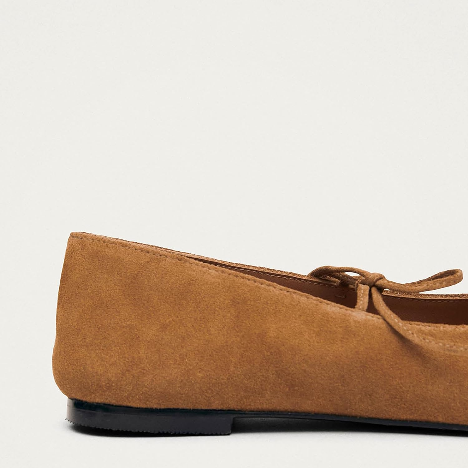 Lace Up Ballet Flats for Women Bow Square Toe Mary Jane Flats Slip On Leather Ballerina Shoes