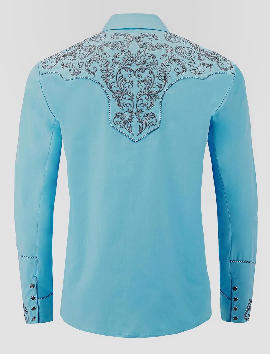 Men's Western Cowboy Shirt Embroidered Exquisite Long Sleeve Regular Fit Snap Button Down Shirts with Embroidery - Image 3