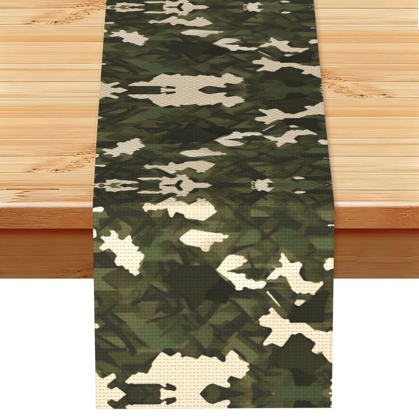 Army camouflage Linen Look Table Runner 13x72-Wrinkle Resistant Farmhouse Style for Dining Table Decor