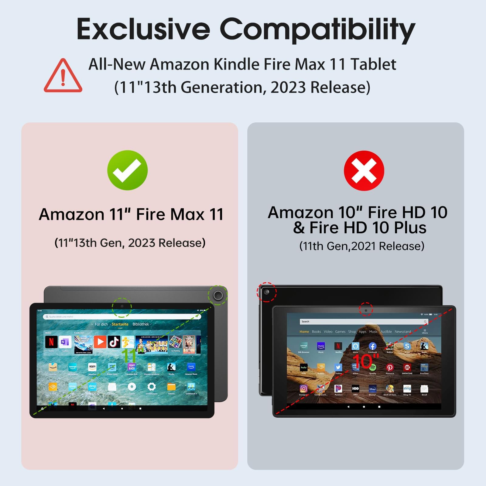Funda delgada para tablet Amazon Fire Max 11 (13ª generación, versión 2023) de 11 pulgadas, carcasa ligera triple con soporte para bolígrafo, funda de TPU para tablet Kindle Fire 11 con encendido y