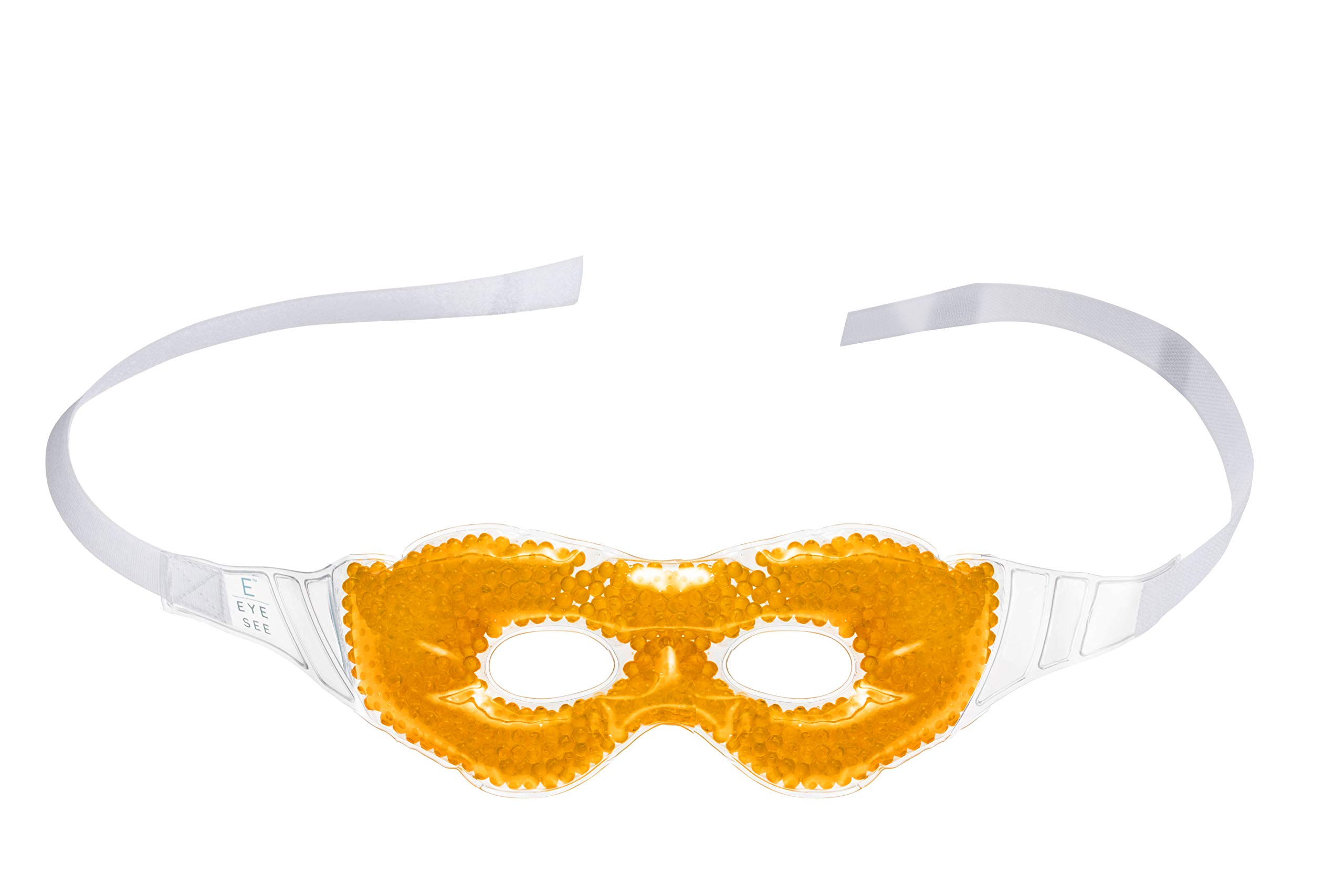 Eye See Gel Eye Mask, Orange - Cold Compress Ice Pack with Gel Beads - Microwave Safe for Heat Therapy - Great for Puffy Eyes, Dark Circles, Dry Eyes, Soothing Headaches
