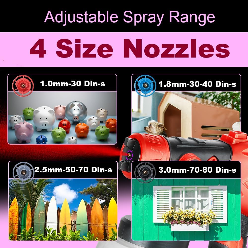 Cordless Paint Sprayer Compatible with Craftsman 20V Battery (Tool Only) 200W HVLP Paint Gun, 3 Spray Patterns & 4 Size Nozzles for Cabinets,Walls,Furniture,House Painting