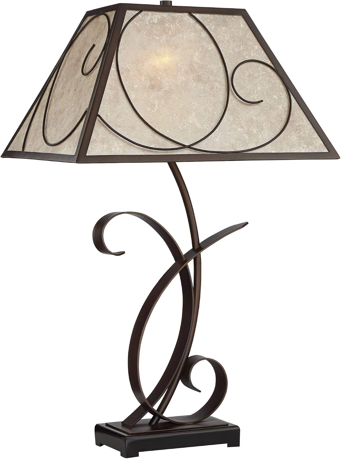 Black Friday - 60% OFF Teri Rustic Farmhouse Contemporary Table Lamp Scroll 27 Tall Brown Metal Light Mica Tapering Shade Decor for Living Room Bedroom House Bedside Nightstand Home Office Reading - Franklin Iron Works