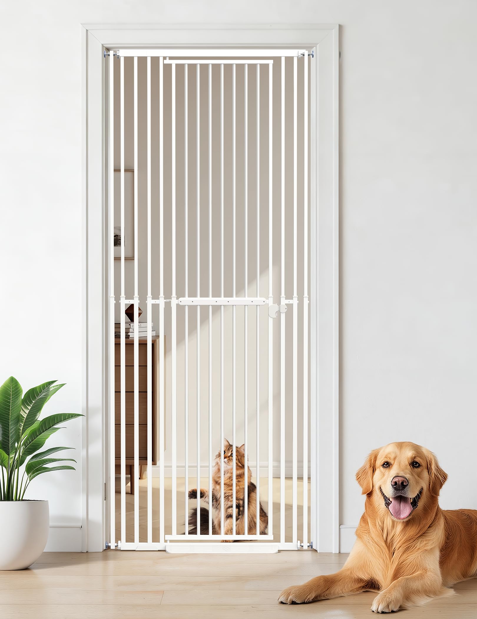 Photo 1 of *Minor damage/dirty* Extra Tall Cat Gate, 47.2-86.6" High Pressure Mounted Pet Gate for Doorways, 27.5-37.8" Wide Walk Through Dog Gate with 1.38" Narrow Bar Spacing, No Drill Indoor Barrier for Stairs, Kitchen