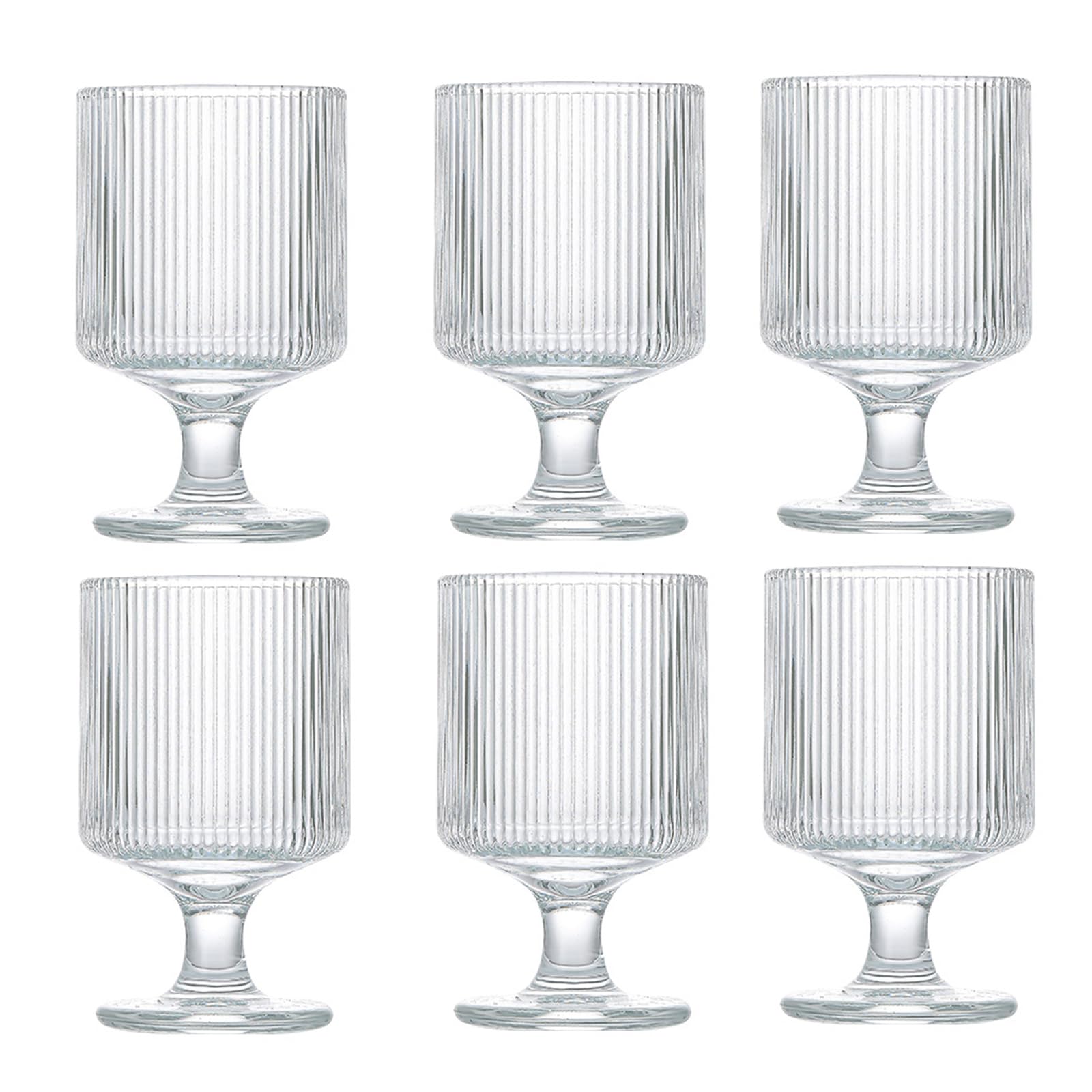Clear, 6 Stück Cocktailgläser, Glas Eisbecher Dessertgläser Mit Fuß 190ML Weingläser Eiskaffeegläser Wassergläser| Geriffelte Trinkgläser Latte