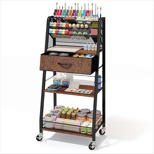 Homsorout 3 Tier Rolling Cart - Metal Utility Cart with