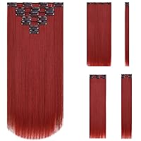 Vista 40 de Extensiones de cabello, con clip, cabello sintético, 22 pulgadas (55.88 cm), lacio, para mujeres y niñas, 18 pulgadas (45.72 cm), rizado, cobertura
