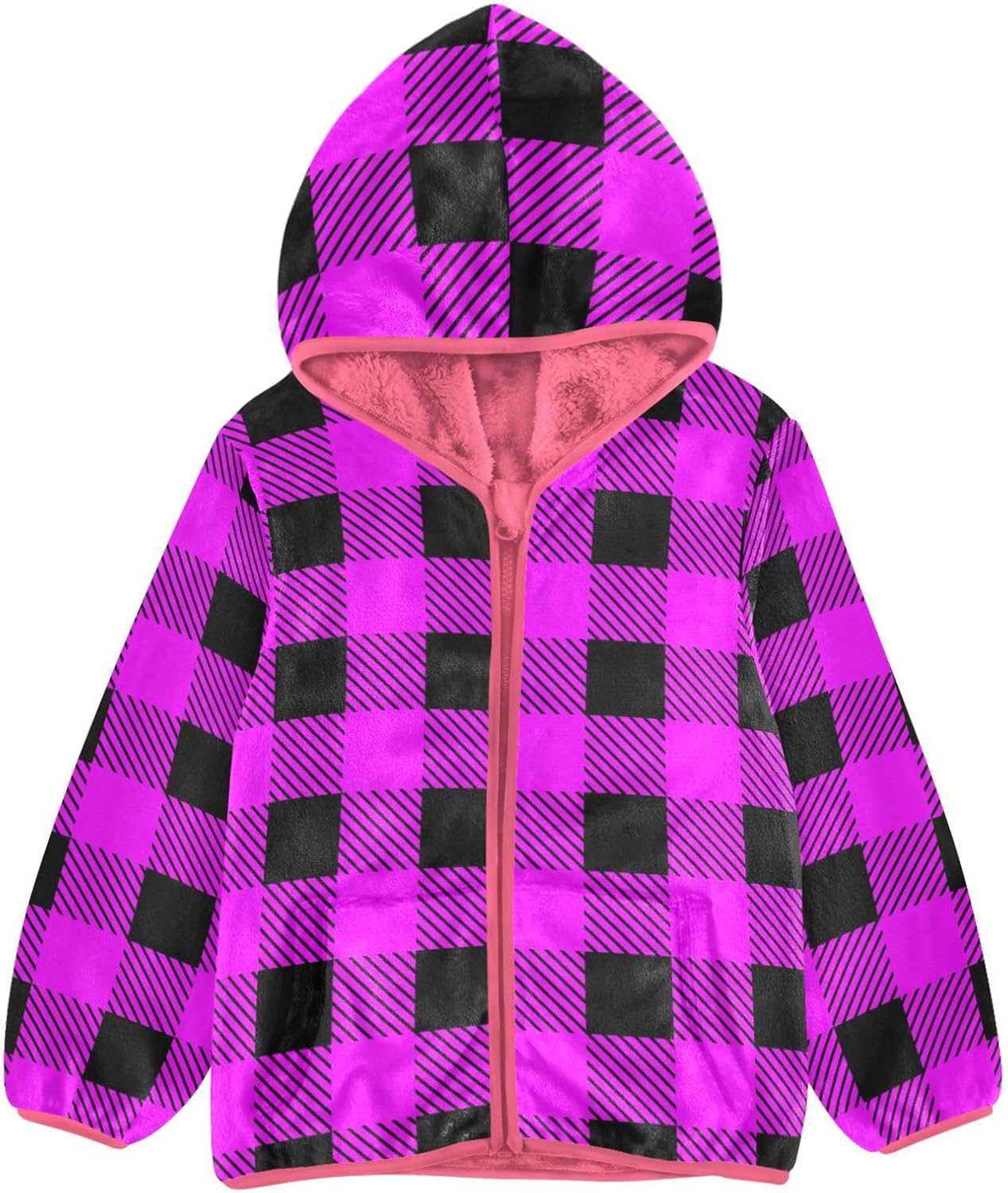 GuoChe Plaid Purple Black Sherpa Jacket Baby Boy