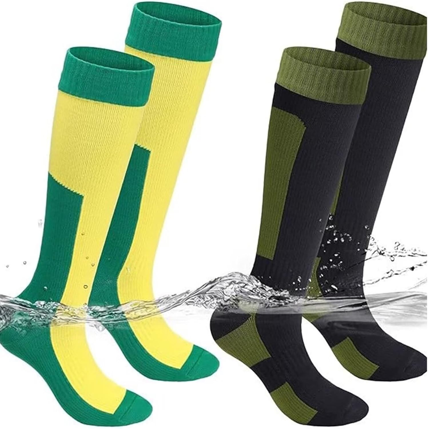 Waterproof Compression Hiking Socks, Long Knee High Athletic Performance, Elastic Reinforced Heel, Wading for Women and Men