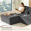 DURASPACE Cloud Modular Sectional Boneless Couches for Living Room, Corduroy U Shaped Sectional Sofa with Deep Seat, Oversized Minimalist Memory Foam Floor Couch, No Assembly Required (Gray)