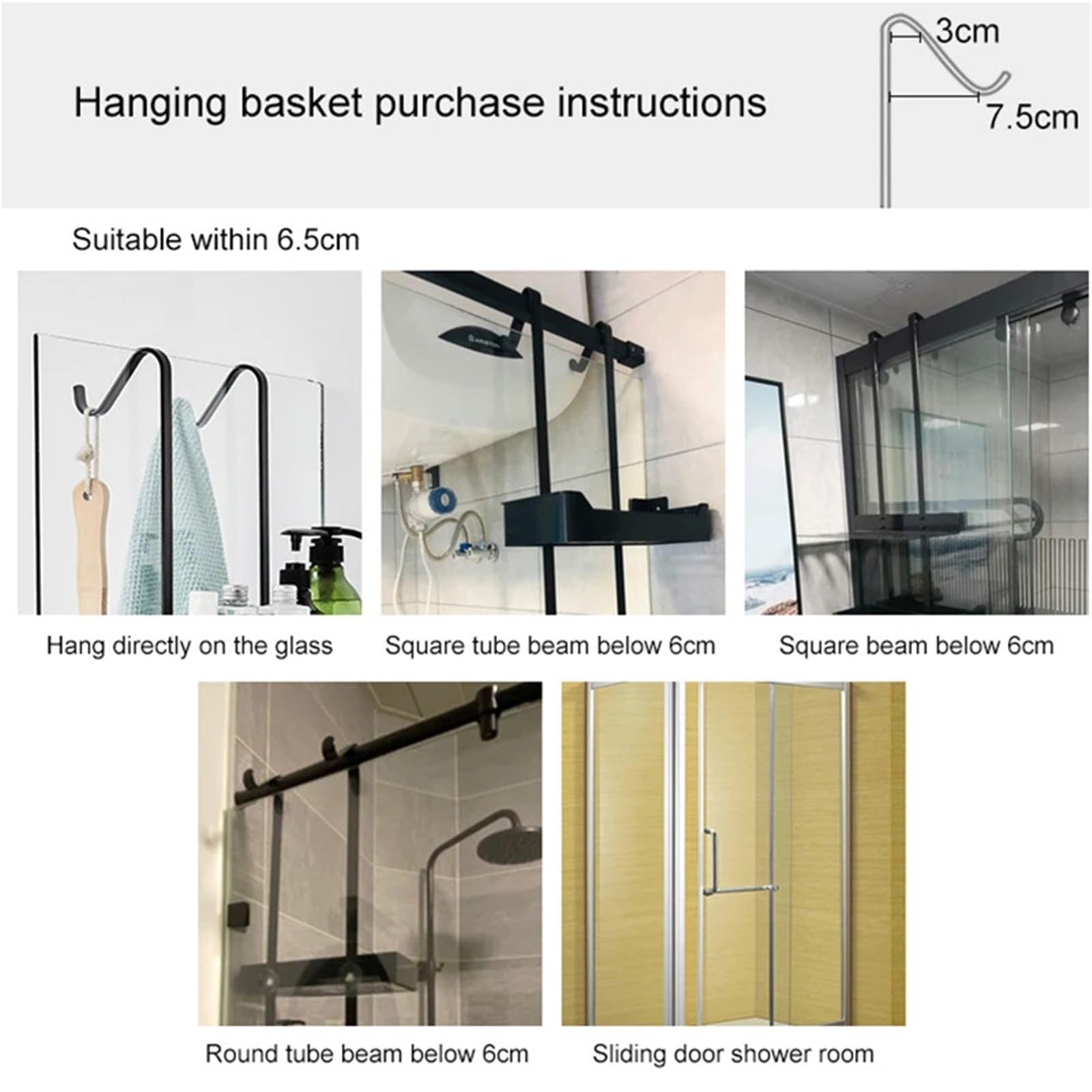 Estanteria ducha Estantes for baño colgantes negros, estante organizador for , soporte for champú sin clavos, cesta de almacenamiento para Hogar(Black Double layer)