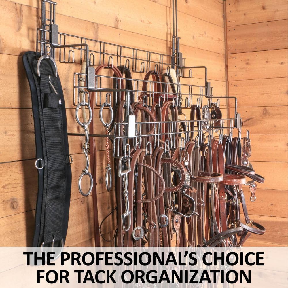 EASY-UP Schneiders Pro Portable Tiered Bridle and Tack Racks | Multi-Tier Horse Tack Storage for Barn and Shows | Durable Rust-Resistant Steel with Flexible Mounting