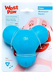 West Paw Zogoflex Tux Interactive Treat Dispensing Dog Chew Toy for Aggressive Chewers, 100% Guaranteed Tough, It Floats!, Made in USA, Large, Aqua