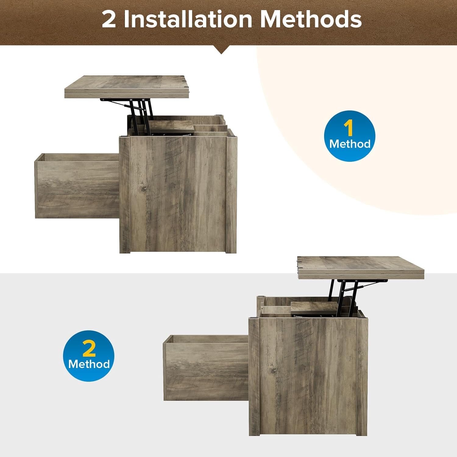 40" Farmhouse Lift Top Coffee Table with Sliding Barn Door,4 in 1 Multi-Function Coffee Tables with Storage Drawers & Hidden Compartment,Converts to Dining Table for Living Room,Grey