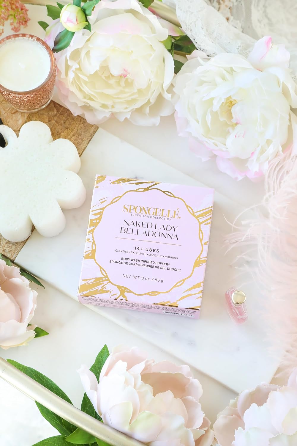 Spongelle Naked Belladona Elevation Body Buffer | Bath & Shower Loofah for Women | Cleanse, Exfoliate, and Nourish in one Easy Step | Cruelty-Free, Vegan, Dermatologist-Tested, Made in USA