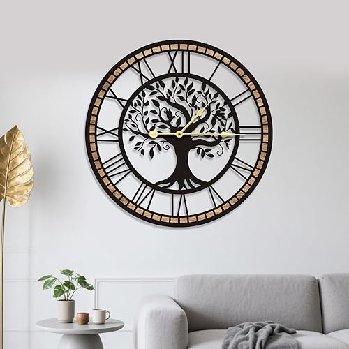 Relojes de pared para decoración de sala de estar, reloj de pared grande del árbol de la vida, silencioso y sin tictac, adecuado para decoración de