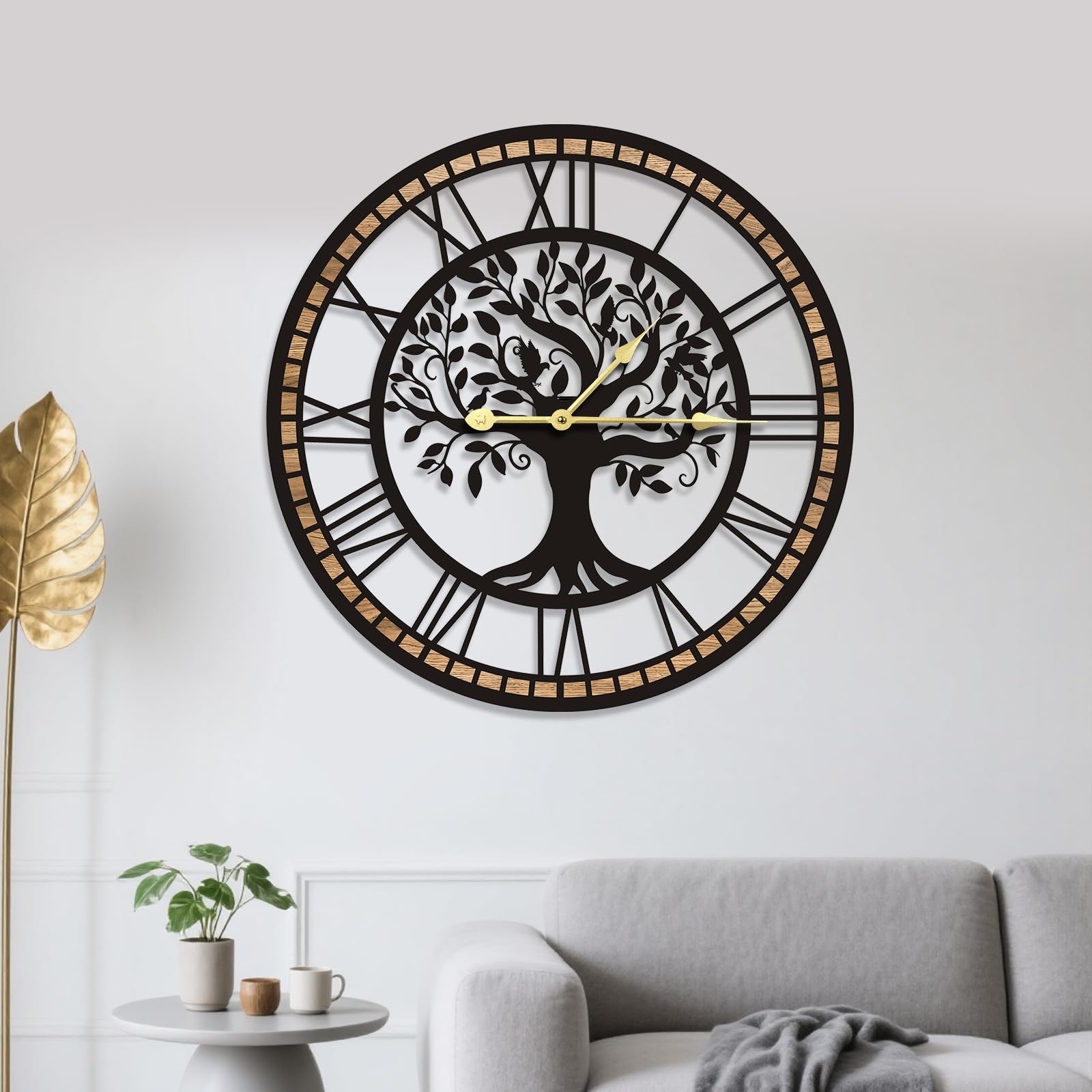 Wall Clocks for Living Room Decor - Tree of Life Big Wall Clock, Quiet and No Ticking Suitable for Wall Decor, Living Room Decoration, Kitchen Decoration (16 in)
