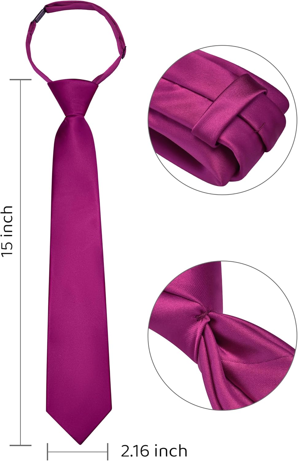 Branduce Pre-Tied Boys Ties Solid Color Kids Adjustable Necktie for Age 8-12 Wedding School Graduation - Image 2