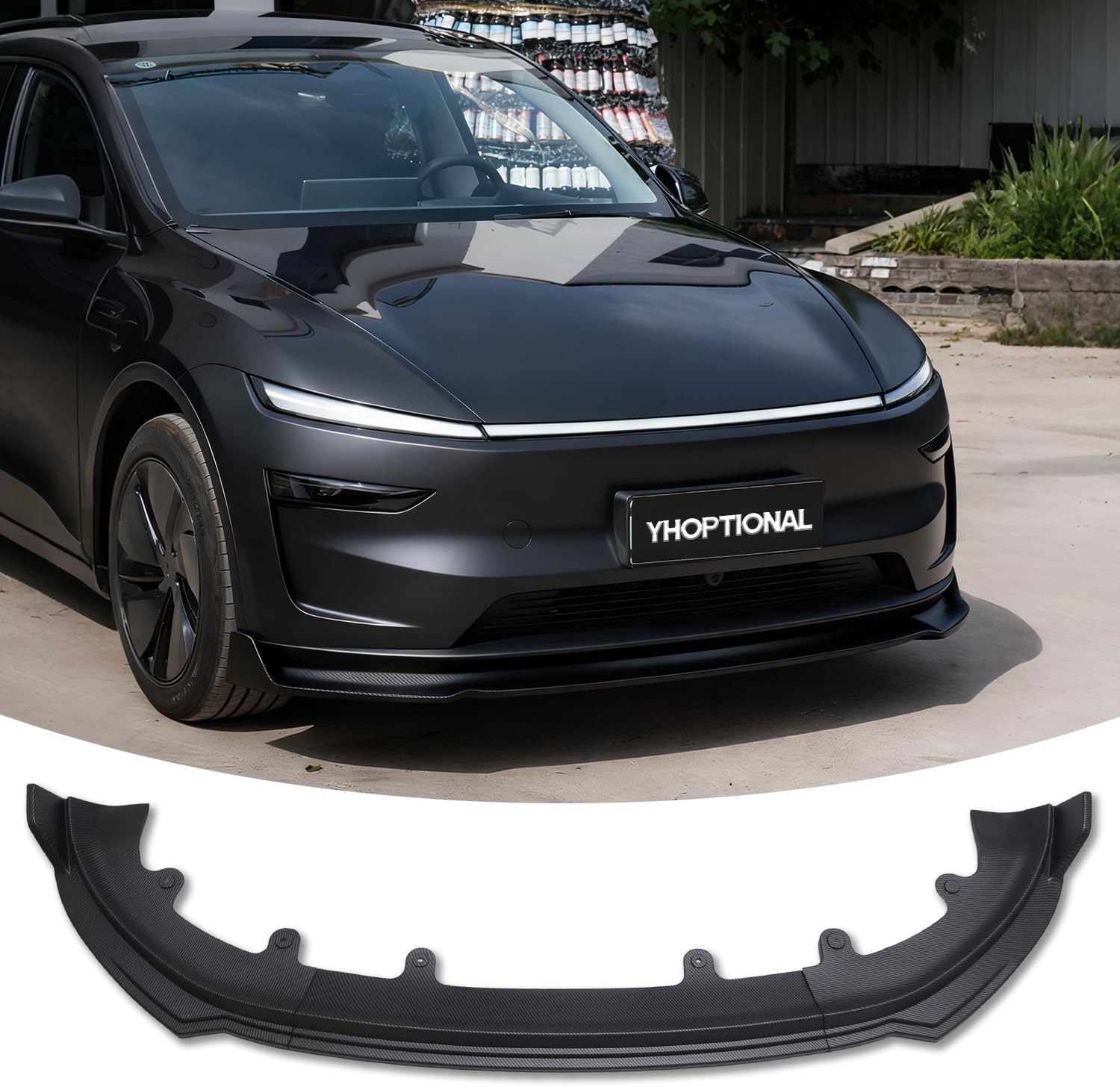Front Bumper Lip Splitter Spoiler for Tesla Model Y Juniper 2025-2026, Model Y Accessories Air Dams Chin Spoiler Body Kit (Matte Carbon Fiber, Front Lip)