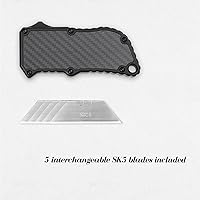 Vista 3 de Cortador de caja de cuchillos utilitarios, cuchillo de bolsillo, cuchillo de afeitar de hoja de cambio, carcasa de aleación de aluminio, 5 cuchillas