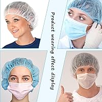 Vista 6 de Gorras Bouffant desechables, red de pelo de 24 pulgadas, tapón elástico para servicio de alimentos, cubierta de cabeza para dormir
